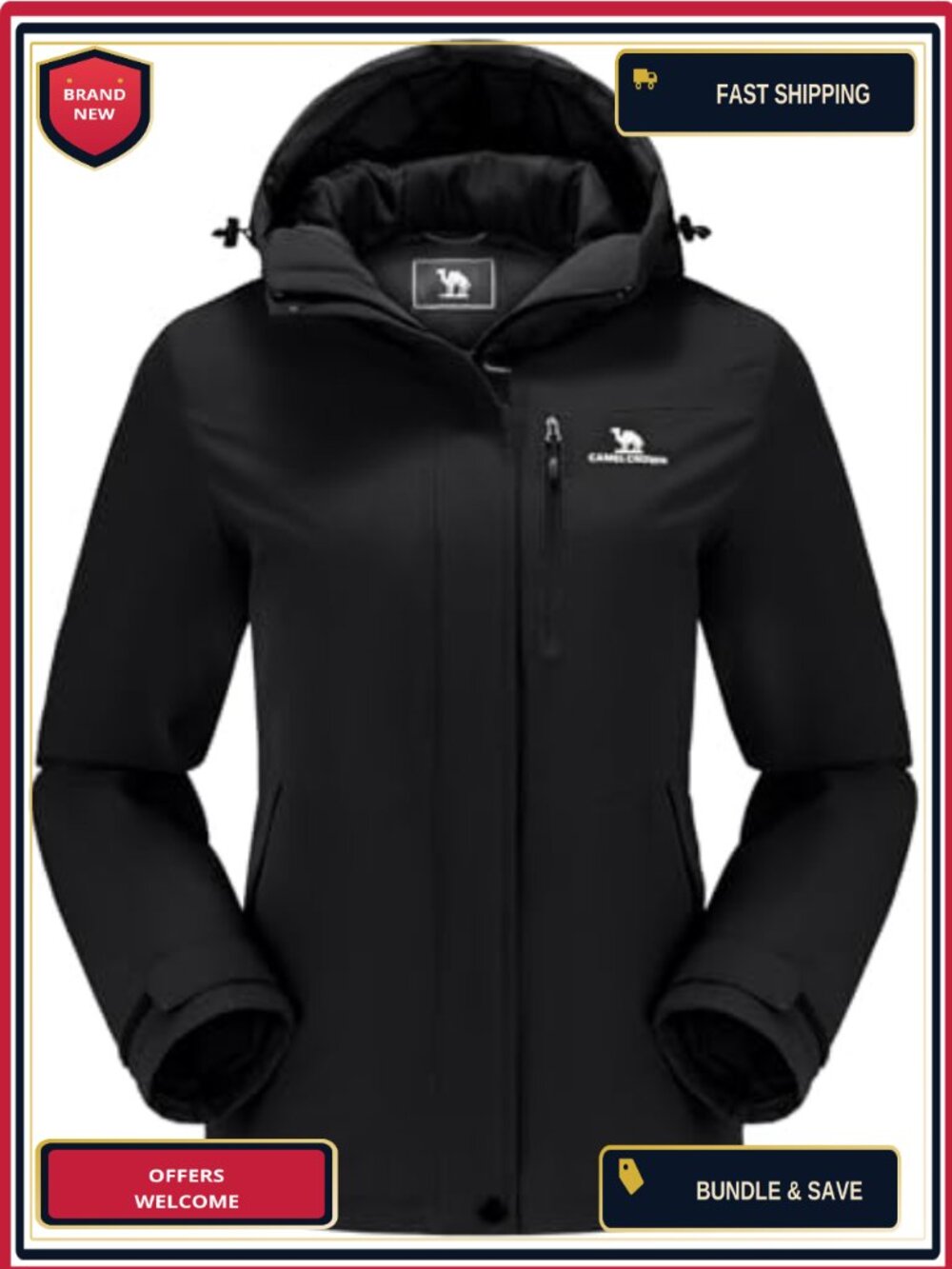 Women's Waterproof Ski Jacket Windproof Hooded Winter Warm Inner Coat Outdoor